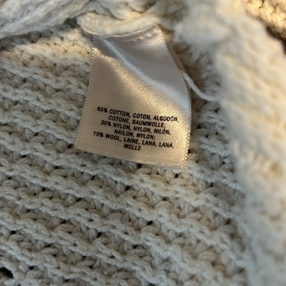 Anthropologie Moth Cotton Wool Blend White Turtleneck Sweater - Picture 3 of 4